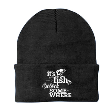 Its Fishing O'clock Embroidered Beanie